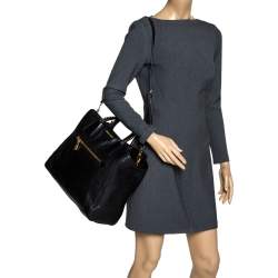 Miu Miu Black Madras Leather Studded Handle Tote