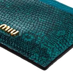 Pre Owned Miu Miu Green Lizard Card Holder 