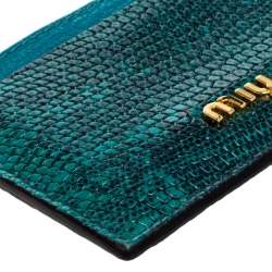 Pre Owned Miu Miu Green Lizard Card Holder 