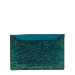 Pre Owned Miu Miu Green Lizard Card Holder 