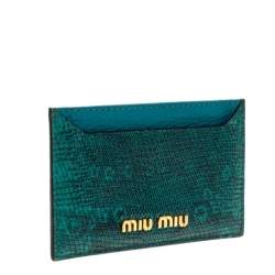 Pre Owned Miu Miu Green Lizard Card Holder 