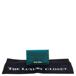 Pre Owned Miu Miu Green Lizard Card Holder 