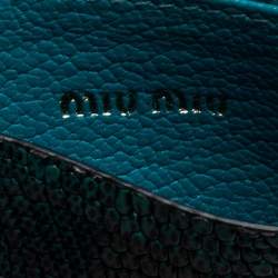 Pre Owned Miu Miu Green Lizard Card Holder 