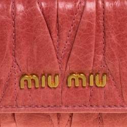 Miu Miu Coral Orange Matelassé Leather Key Holder