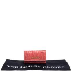 Miu Miu Coral Orange Matelassé Leather Key Holder