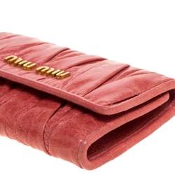Miu Miu Coral Orange Matelassé Leather Key Holder