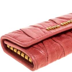 Miu Miu Coral Orange Matelassé Leather Key Holder