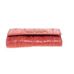 Miu Miu Coral Orange Matelassé Leather Key Holder