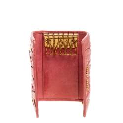 Miu Miu Coral Orange Matelassé Leather Key Holder
