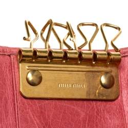Miu Miu Coral Orange Matelassé Leather Key Holder