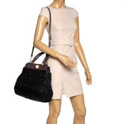 Miu Miu Black Matelasse Leather Turnlock Tote