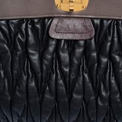 Miu Miu Black Matelasse Leather Turnlock Tote