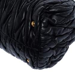 Miu Miu Black Matelasse Leather Turnlock Tote