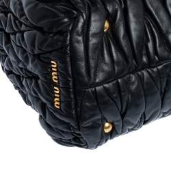 Miu Miu Black Matelasse Leather Turnlock Tote