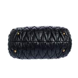 Miu Miu Black Matelasse Leather Turnlock Tote