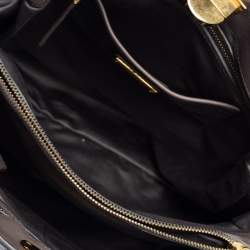 Miu Miu Black Matelasse Leather Turnlock Tote