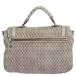 Miu Miu Cream/Old Rose Matelassé Leather Turn Lock Tote