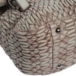 Miu Miu Cream/Old Rose Matelassé Leather Turn Lock Tote