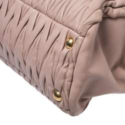 Pre Owned Miu Miu Light Beige Matalesse Leather Flap Tote
