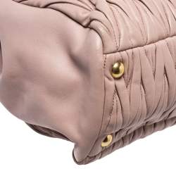Pre Owned Miu Miu Light Beige Matalesse Leather Flap Tote