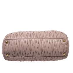 Pre Owned Miu Miu Light Beige Matalesse Leather Flap Tote