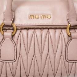 Pre Owned Miu Miu Light Beige Matalesse Leather Flap Tote