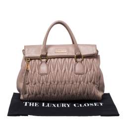 Pre Owned Miu Miu Light Beige Matalesse Leather Flap Tote