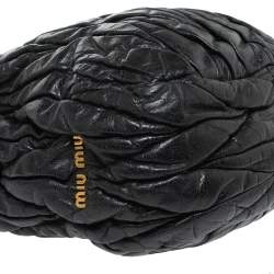 Pre Owned حقيبة يد ميو ميو أبريتو جلد مبطنة سوداء 