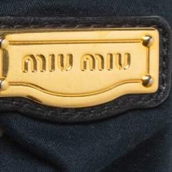 Pre Owned حقيبة يد ميو ميو أبريتو جلد مبطنة سوداء 