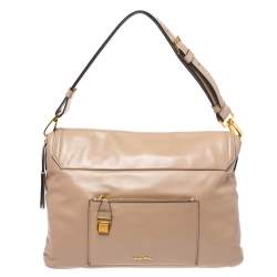 Miu Miu Beige Vitello Soft Leather Flap Shoulder Bag