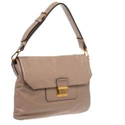 Miu Miu Beige Vitello Soft Leather Flap Shoulder Bag