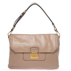 Miu Miu Beige Vitello Soft Leather Flap Shoulder Bag