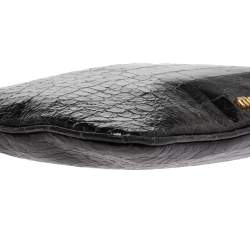 Pre Owned Miu Miu Black Croc Embossed Patent Leather Frame Clutch