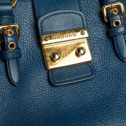 Pre Owned حقيبة كتف ميو ميو مادراس متوسطة جلد أزرق