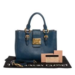 Pre Owned حقيبة كتف ميو ميو مادراس متوسطة جلد أزرق