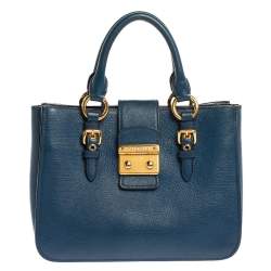 Pre Owned حقيبة كتف ميو ميو مادراس متوسطة جلد أزرق