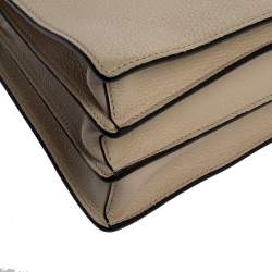 Pre Owned Miu Miu Two Tone Beige Leather Madras Top Handle Bag