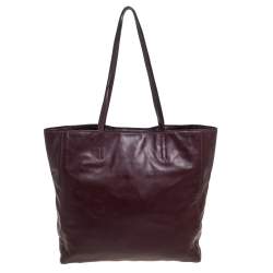 Pre Owned Miu Miu Burgundy Leather Shopper Tote