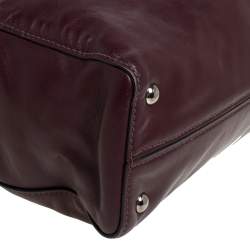 Pre Owned Miu Miu Burgundy Leather Shopper Tote
