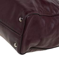 Pre Owned Miu Miu Burgundy Leather Shopper Tote