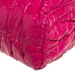 Pre Owned Miu Miu Pink Matelasse Patent Leather Tote