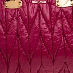 Pre Owned Miu Miu Pink Matelasse Patent Leather Tote