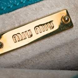 Pre Owned Miu Miu Green Madras Leather Push Lock Flap Top Handle Bag