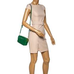 Pre Owned Miu Miu Green Matelasse Leather Mini Crossbody Bag