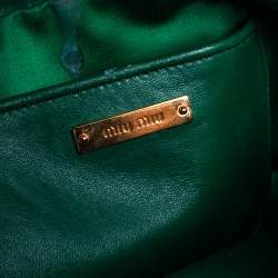 Pre Owned Miu Miu Green Matelasse Leather Mini Crossbody Bag