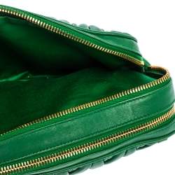 Pre Owned Miu Miu Green Matelasse Leather Mini Crossbody Bag