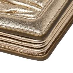 Miu Miu Metallic Gold Matelasse Leather Card Holder