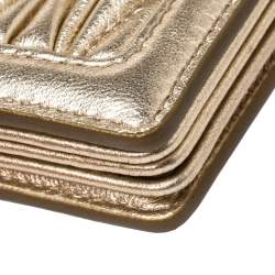Miu Miu Metallic Gold Matelasse Leather Card Holder