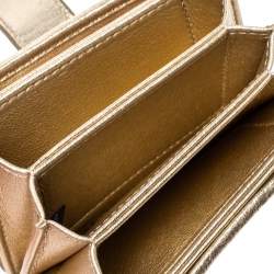 Miu Miu Metallic Gold Matelasse Leather Card Holder