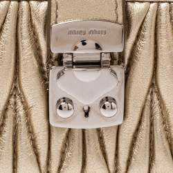 Miu Miu Metallic Gold Matelasse Leather Card Holder